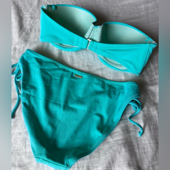 Victoria’s Secret 3 piece padded strapless bikini with tie side bottoms Medium - Picture 2 of 7